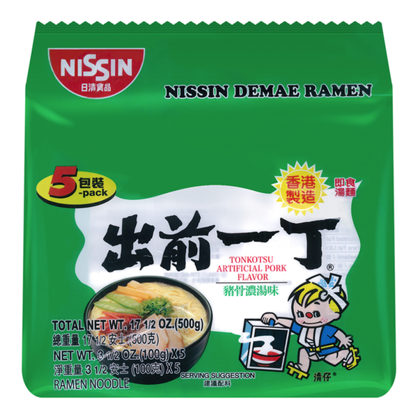Nissin Instant Noodle Tonkotsu 100Gx5 - 出前一丁猪骨浓汤面五连包