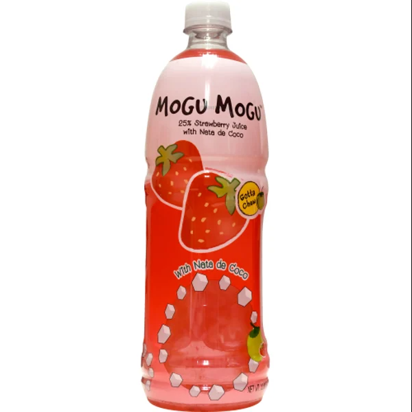 Mogu Mogu Strawberry Flavored Drink 1L - MoguMogu椰果飲料-草莓味 1升