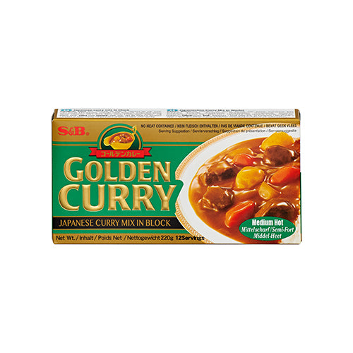 S&B Golden Curry Sauce Mix-Med Hot 220g - S&B 咖喱酱-中辣 220克